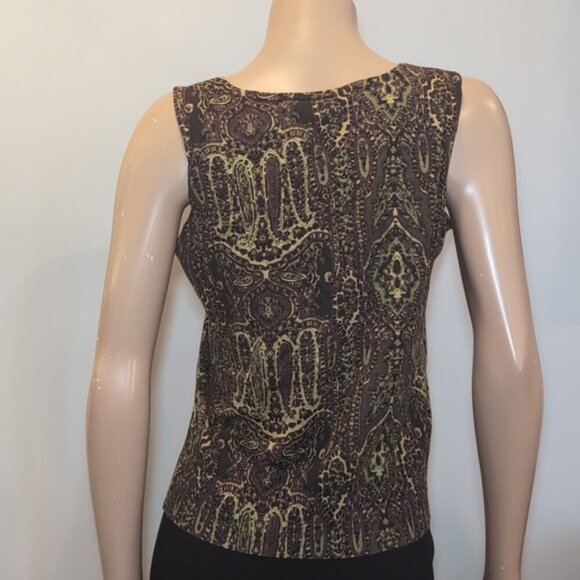 Studio By Liz Claiborne Cardigan Twin Set Silk Blend Sleeveless Tank Top Paisley - Picture 11 of 15